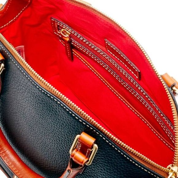 Dooney classic domed satchel black & brown leather - Picture 2 of 2